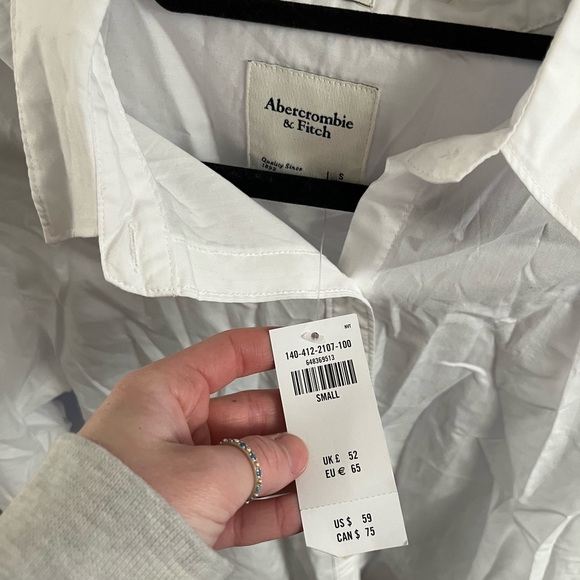 White oversized abercrombie button up top - Picture 4 of 10